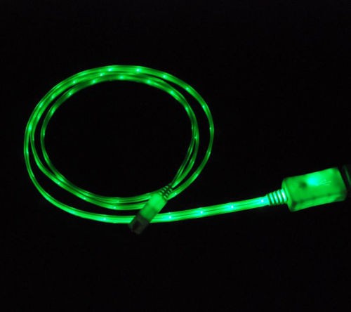 Svítící USB Lightning kabel pro Apple iPhone 5, zelený