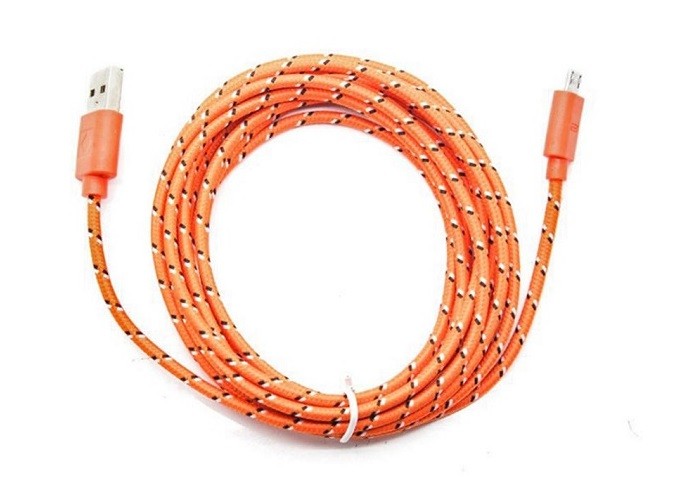 NYLON USB Lightning kabel pro Apple iPhone 5, oranžový