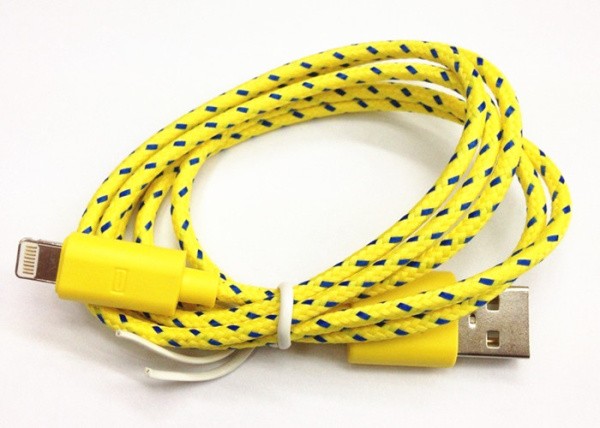 NYLON USB Lightning kabel pro Apple iPhone 5, žlutý