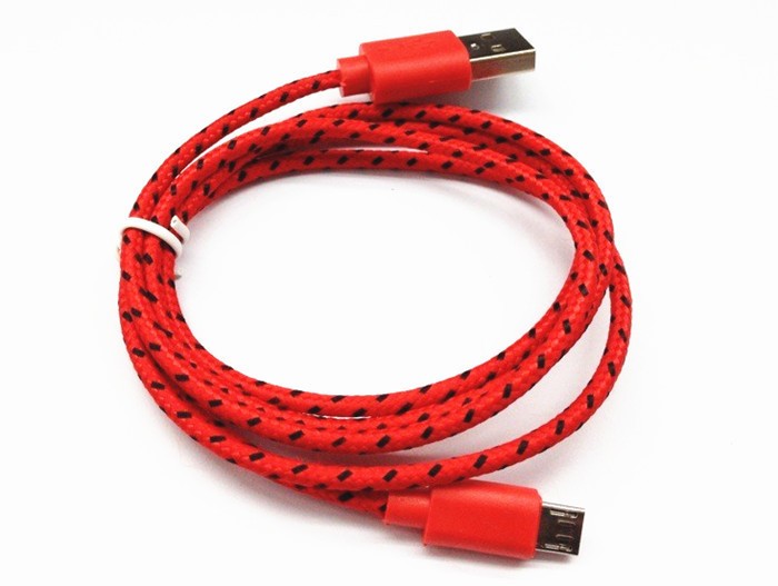 NYLON USB Lightning kabel pro Apple iPhone 5, červený