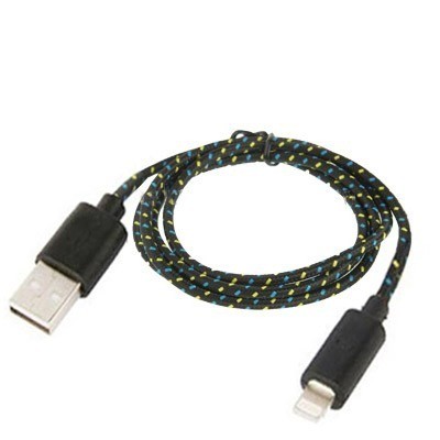 NYLON USB Lightning kabel pro Apple iPhone 5, černý