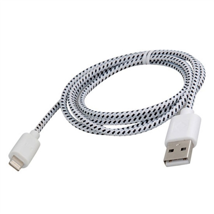 NYLON USB Lightning kabel pro Apple iPhone 5, bílý