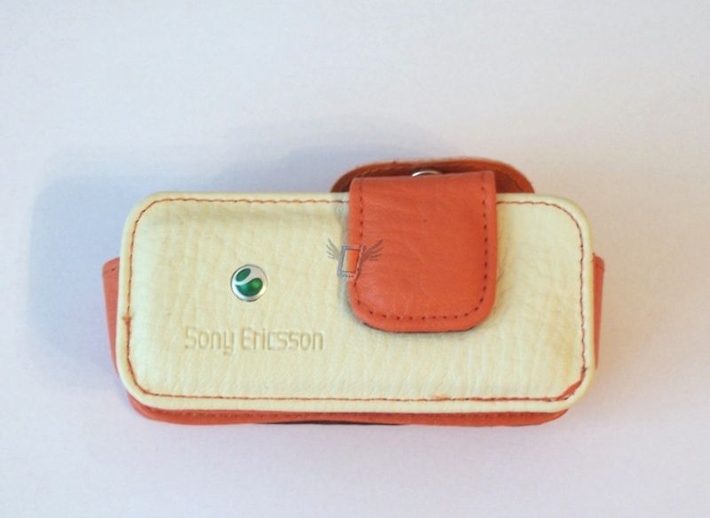 Kožené opaskové pouzdro pro Sony-Sricsson K700, bílá-oranžová